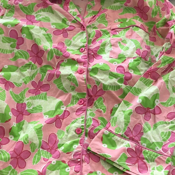 Rare Lilly Pulitzer Cotton Fish PJS in Pink Green - Picture 6 of 6